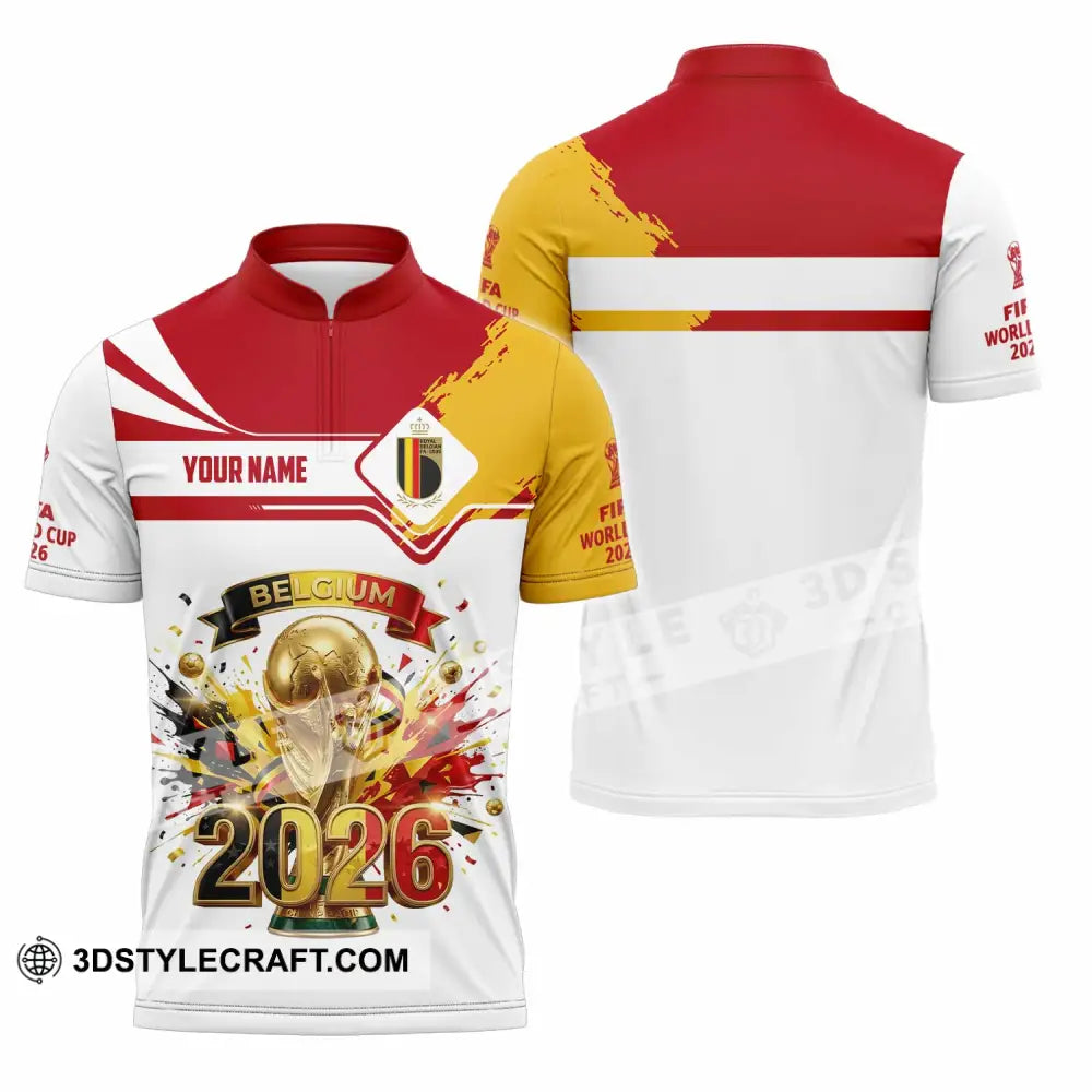 Unisex Shirt - Custom Belgium World Cup 2026 3D Shirt - Zipper Polo Shirt / S - T-shirt