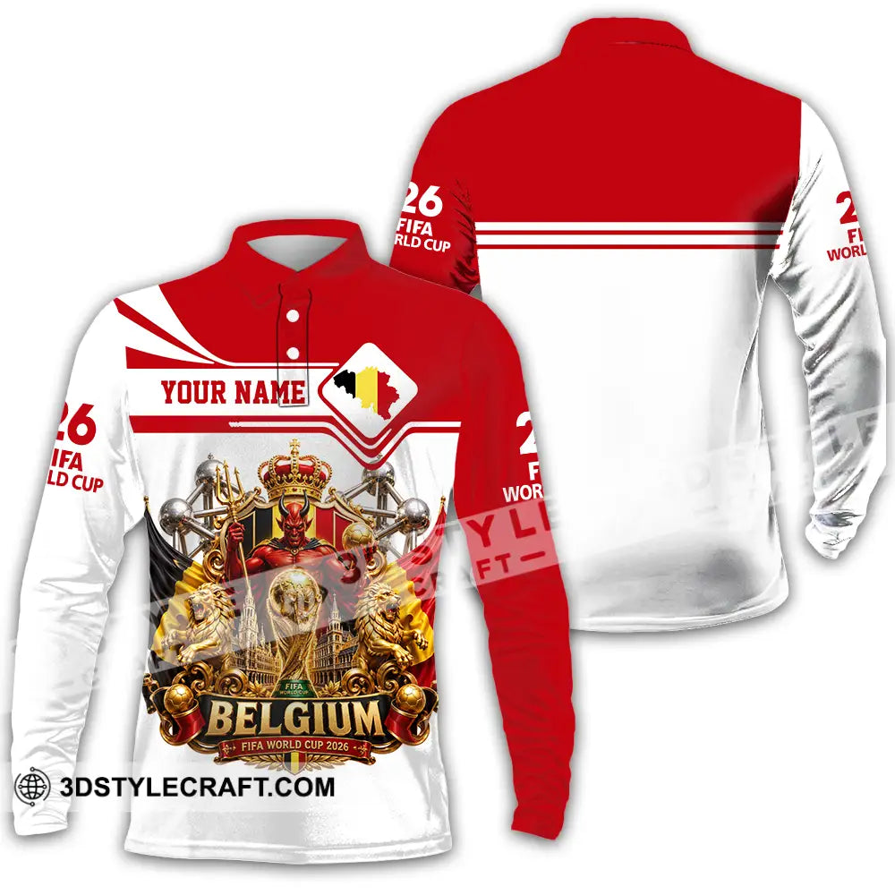 Unisex Shirt - Custom Belgium World Cup 2026 Shirt - Long Sleeve Polo / S - T-shirt