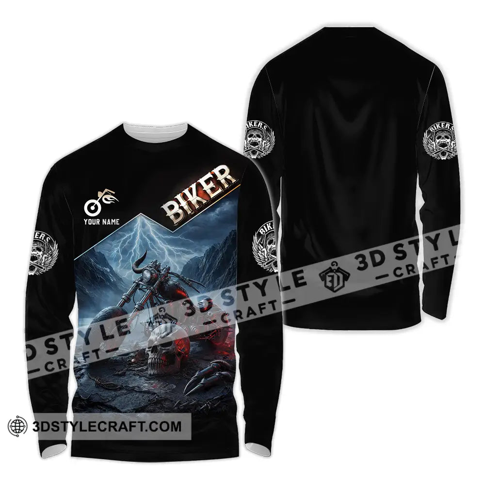 Unisex Shirt - Custom Biker 3D Shirt Long Sleeve Polo / S T-shirt
