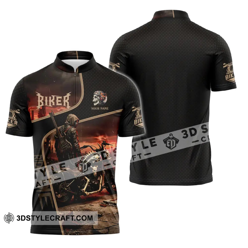 Unisex Shirt - Custom Biker Shirt - Zipper Polo Shirt / S - T-shirt