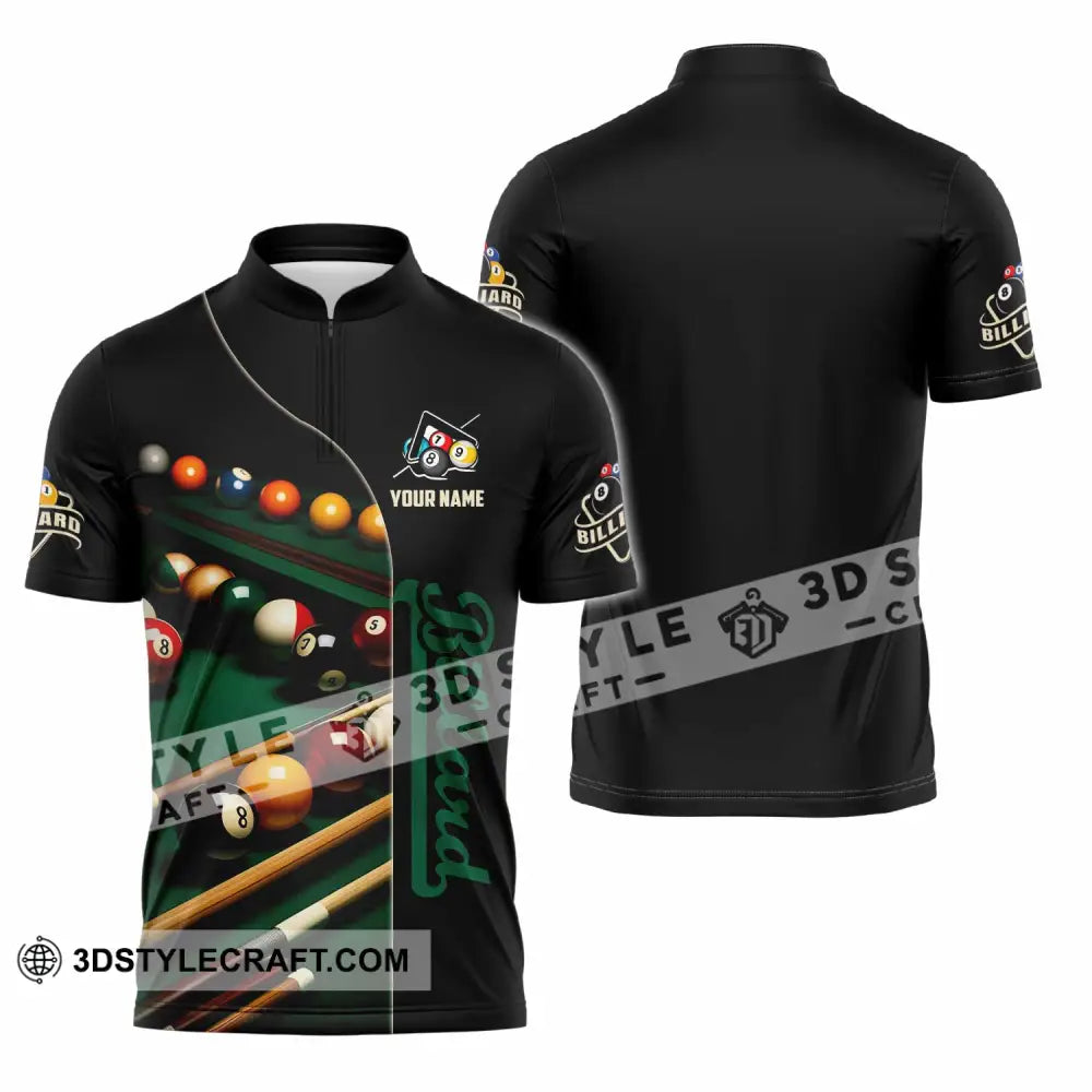 Unisex Shirt - Custom Billiard Lover Shirt Zipper Polo Shirt / S T-shirt