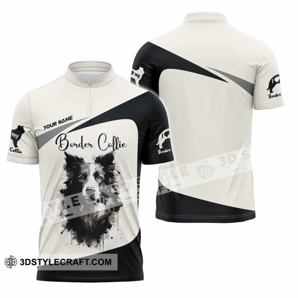Unisex Shirt - Custom Border Collie 3D Shirt Zipper Polo Shirt / S T-shirt