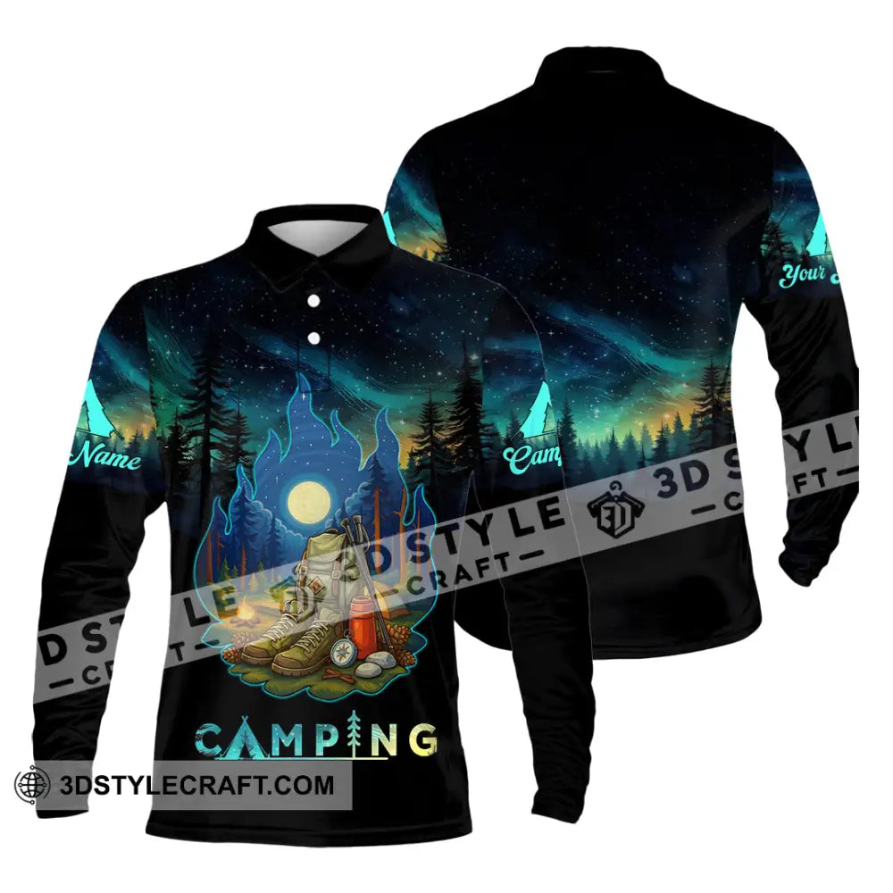 Unisex Shirt - Custom Born To Be Wild Camping Shirt Long Sleeve Polo / S T-shirt