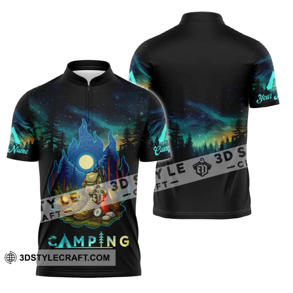 Unisex Shirt - Custom Born To Be Wild Camping Shirt Zipper Polo Shirt / S T-shirt