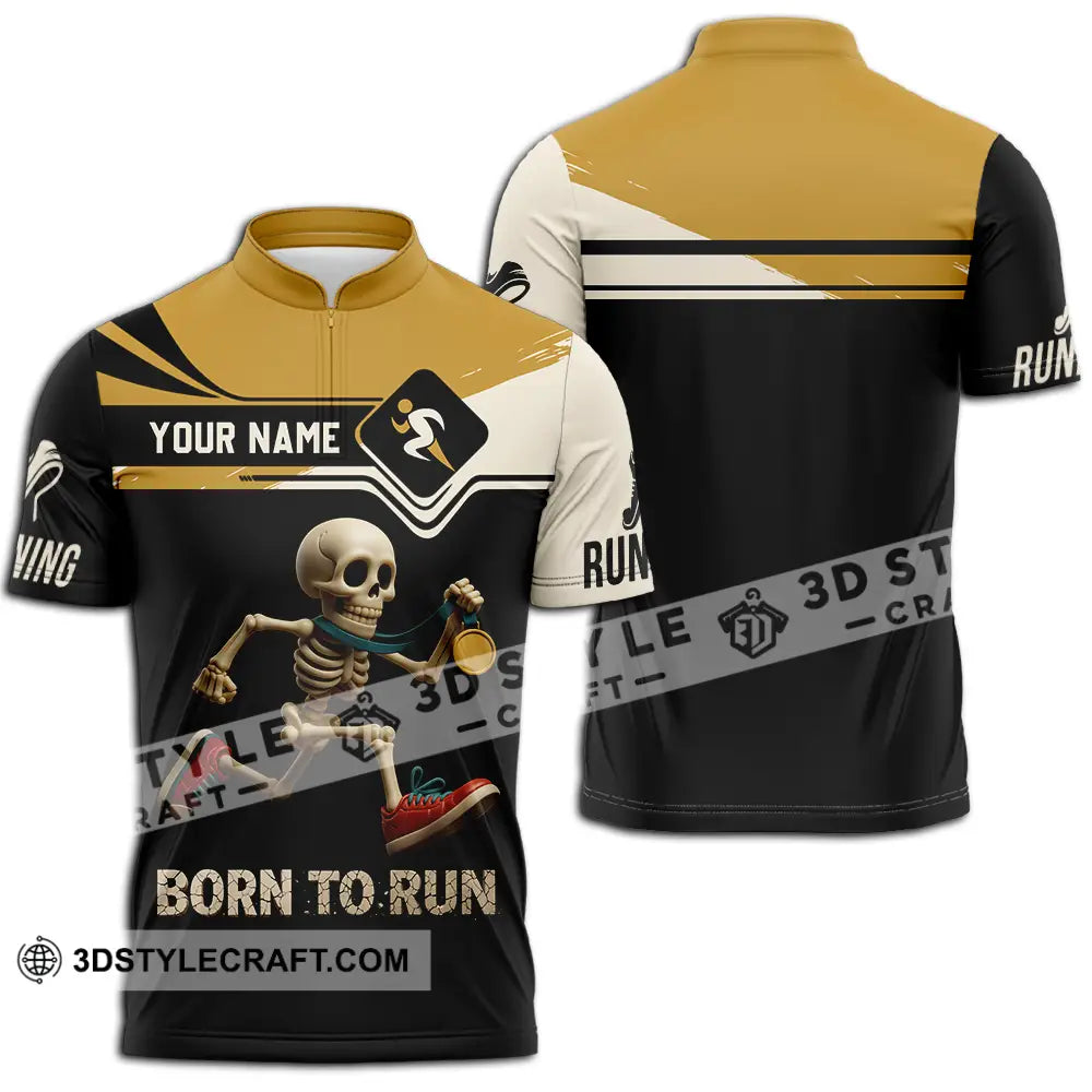 Unisex Shirt - Custom Born To Run Running Lover Sport Shirt Zipper Polo Shirt / S T-shirt
