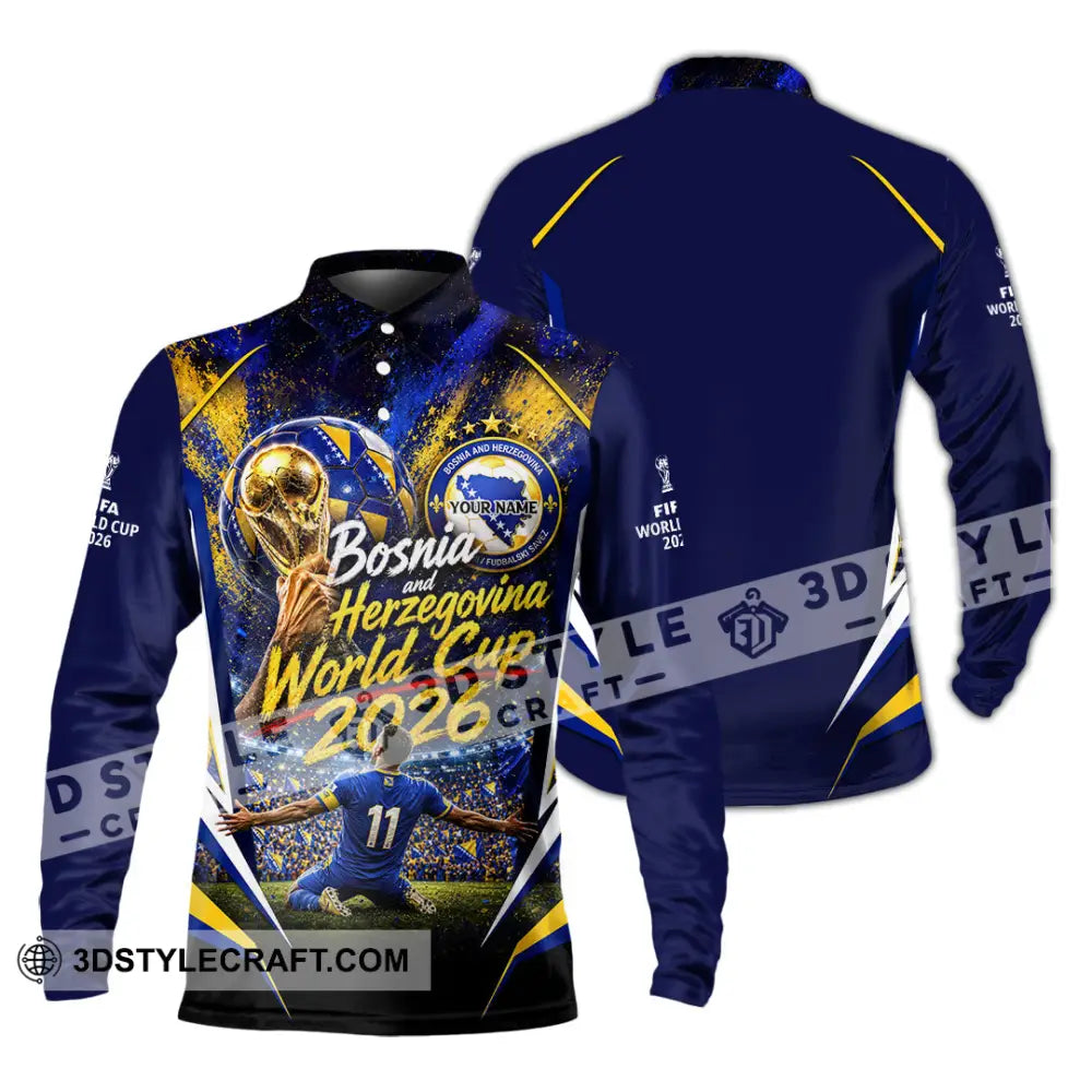 Unisex Shirt - Custom Bosnia And Herzegovina World Cup 2026 Shirt - Long Sleeve Polo / S - T-shirt