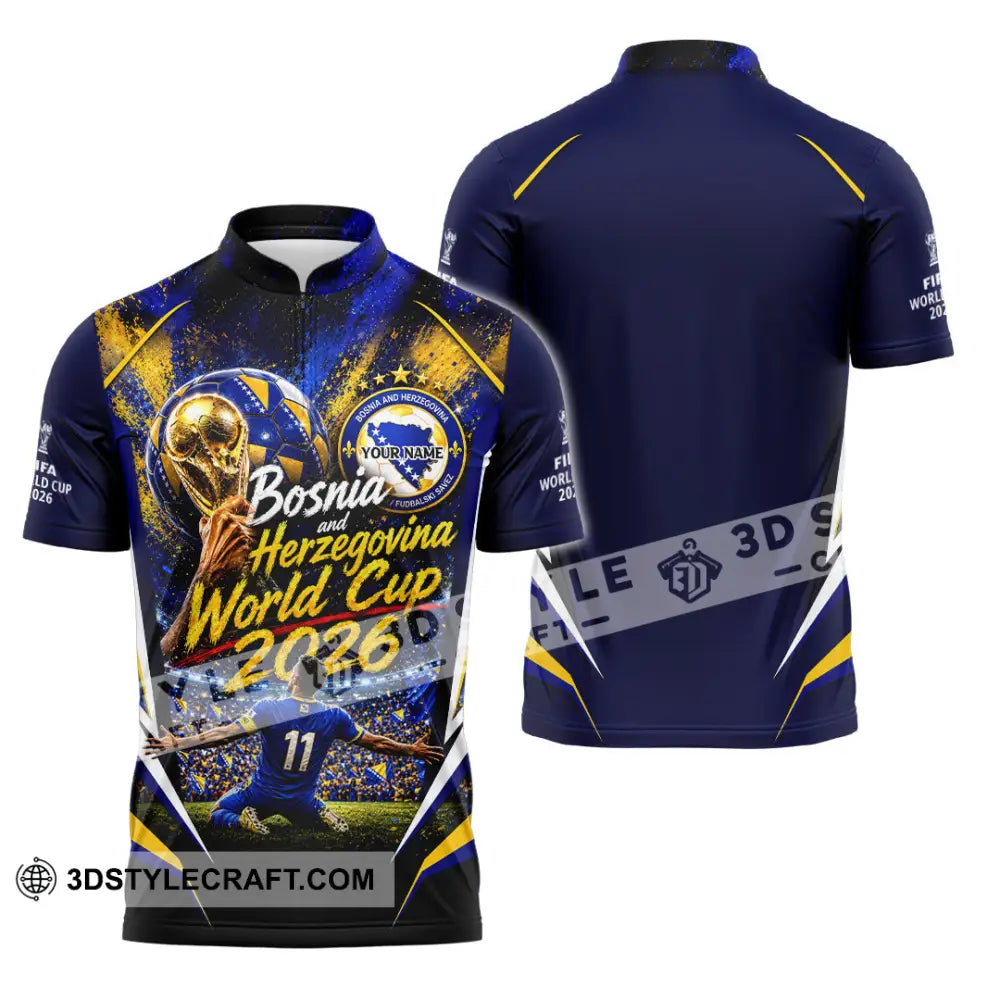 Unisex Shirt - Custom Bosnia And Herzegovina World Cup 2026 Shirt - Zipper Polo Shirt / S - T-shirt