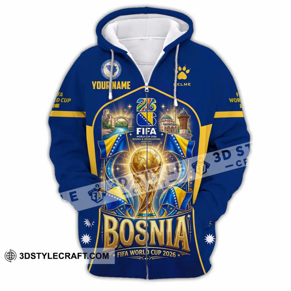 Unisex Shirt - Custom Bosnia World Cup 2026 Shirt - Zipper Hoodie / S - T-shirt