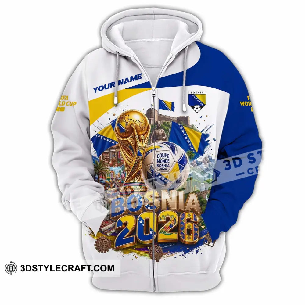 Unisex Shirt - Custom Bosnia World Cup 2026 Shirt - Zipper Hoodie / S - T-shirt