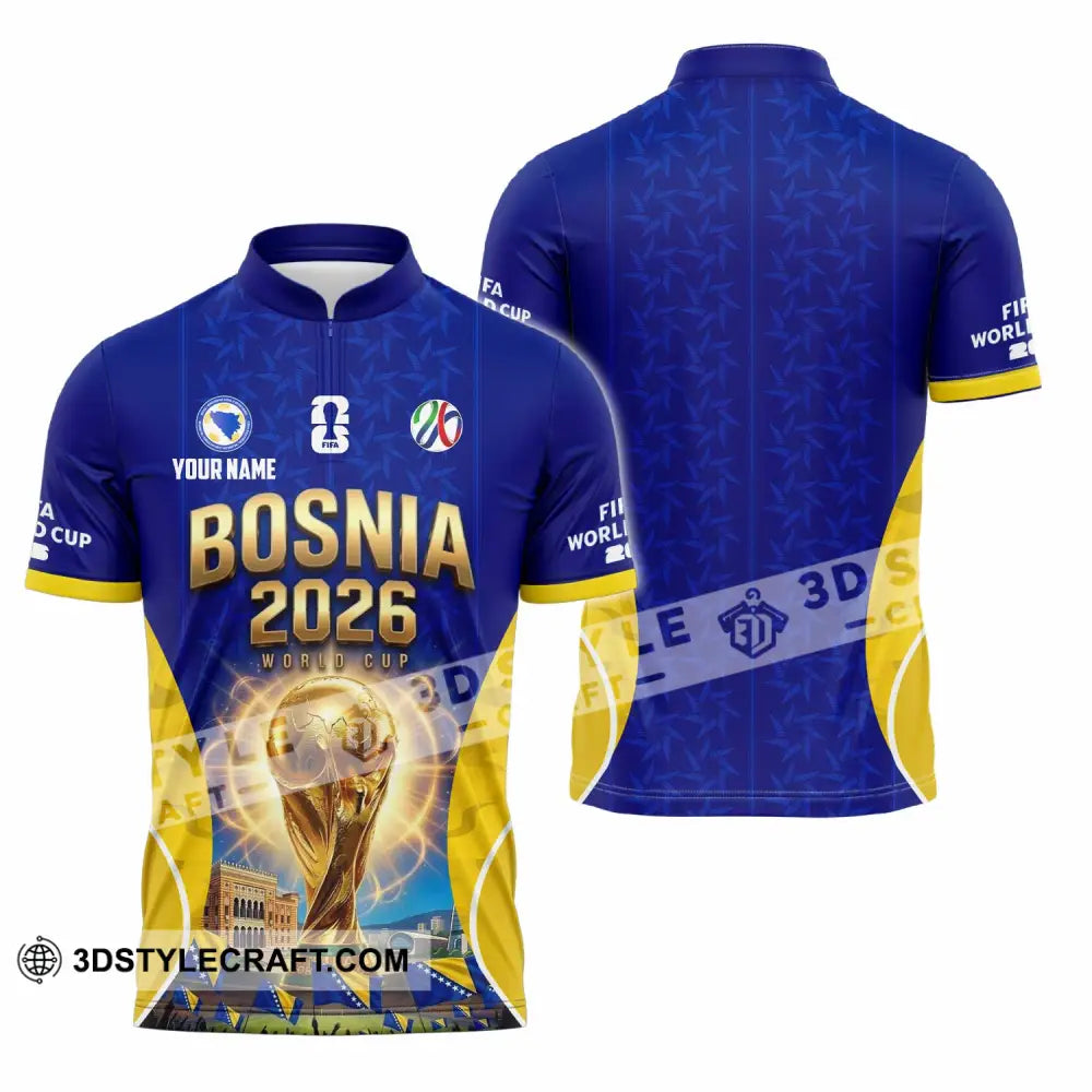 Unisex Shirt - Custom Bosnia World Cup 2026 Shirt - Zipper Polo Shirt / S - T-shirt