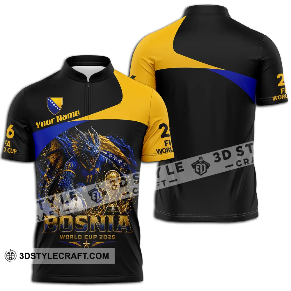 Unisex Shirt - Custom Bosnia World Cup 2026 Shirt - Zipper Polo Shirt / S - T-shirt