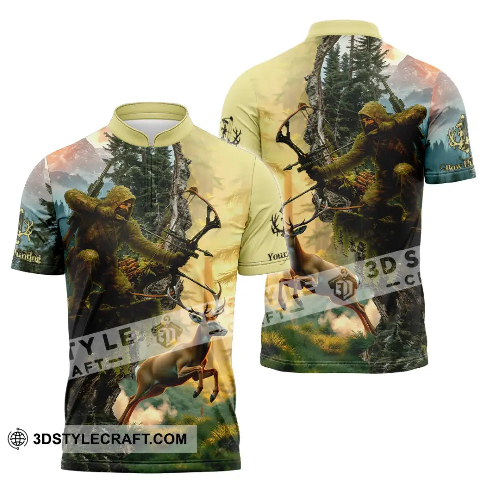 Unisex Shirt - Custom Bow Hunting Shirt Zipper Polo Shirt / S T-shirt