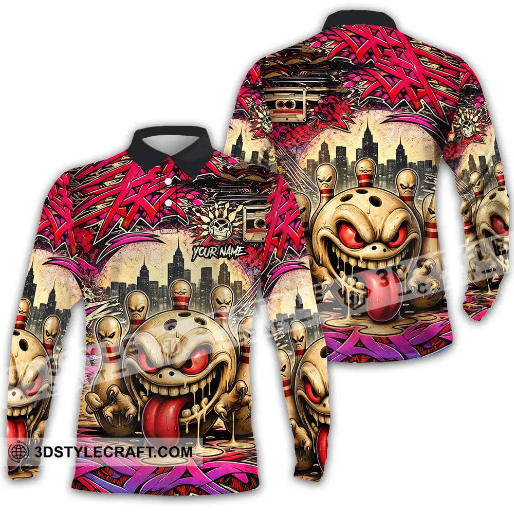 Unisex Shirt - Custom Bowling 3D Shirt Long Sleeve Polo / S T-shirt