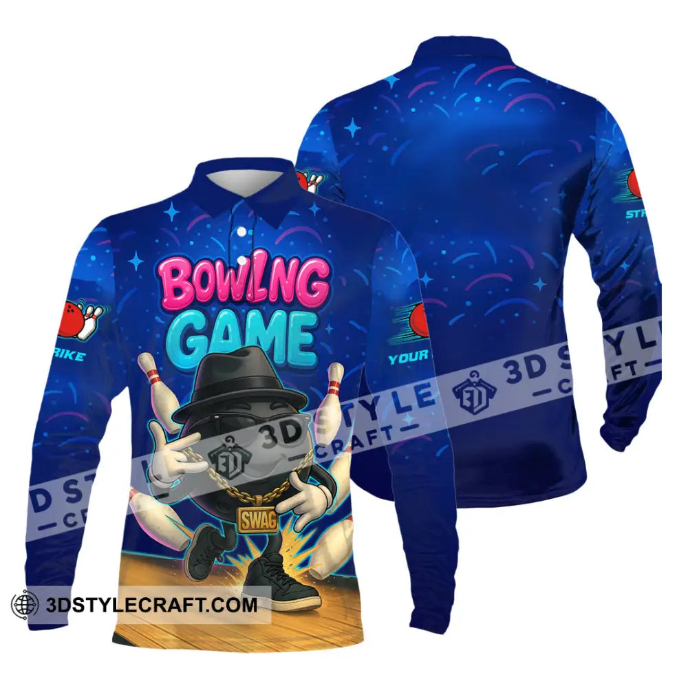 Unisex Shirt - Custom Bowling Game Swag Shirt Long Sleeve Polo / S T-shirt