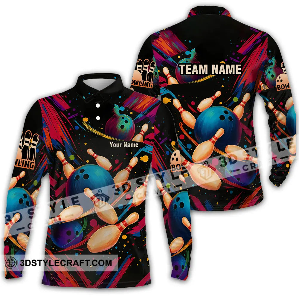 Unisex Shirt - Custom Bowling Shirt Long Sleeve Polo / S T-shirt