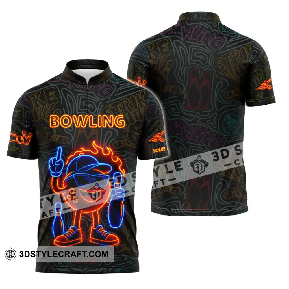Unisex Shirt - Custom Bowling Shirt Zipper Polo Shirt / S T-shirt