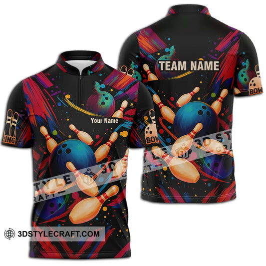 Unisex Shirt - Custom Bowling Shirt Zipper Polo Shirt / S T-shirt