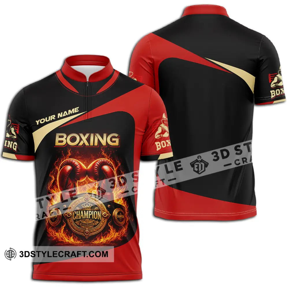 Unisex Shirt - Custom Boxing 3D Shirt Zipper Polo Shirt / S T-shirt