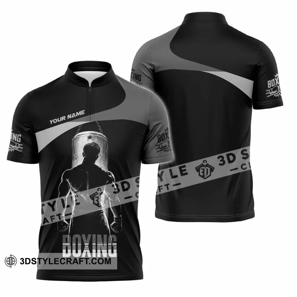 Unisex Shirt - Custom Boxing 3D Shirt - Zipper Polo Shirt / S - T-shirt