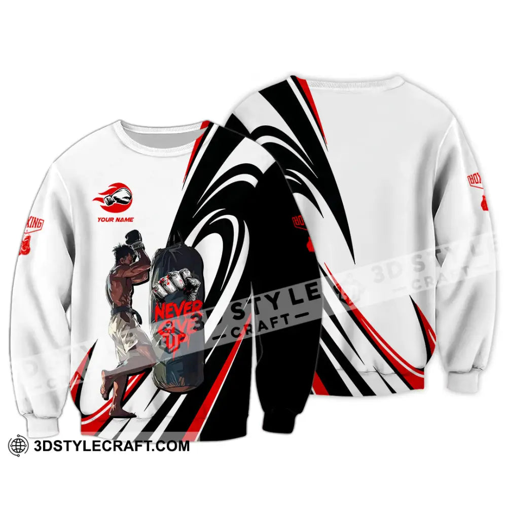 Unisex Shirt Custom Boxing Never Give Up Shirt Long Sleeve / S T shirt