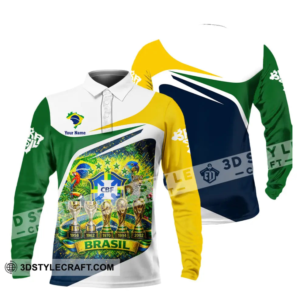 Unisex Shirt - Custom Brasil World Cup 2026 3D Shirt - Long Sleeve Polo / S - T-shirt