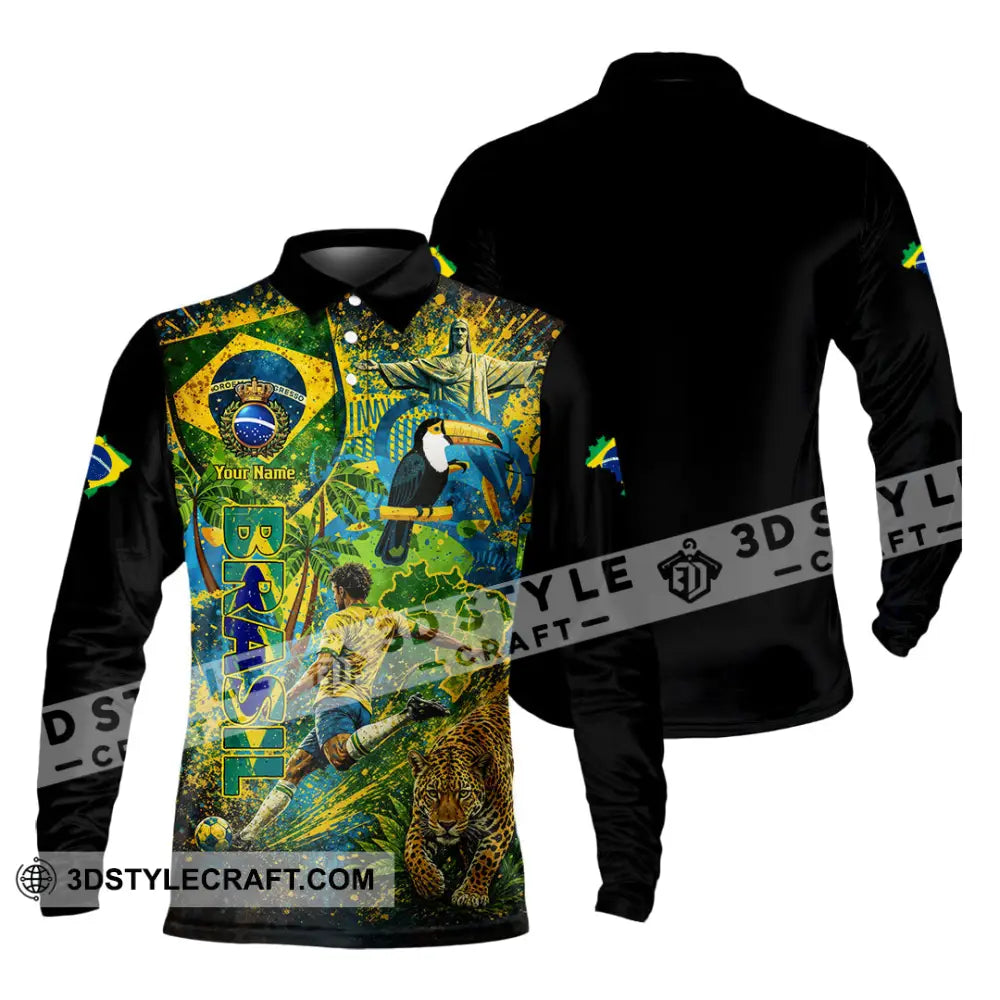 Unisex Shirt - Custom Brasil World Cup 2026 3D Shirt - Long Sleeve Polo / S - T-shirt
