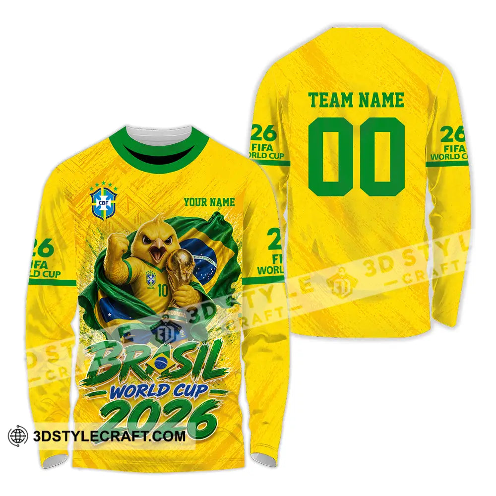 Unisex Shirt - Custom Brasil World Cup 2026 3D Shirt - Long Sleeve Shirt / S - T-shirt