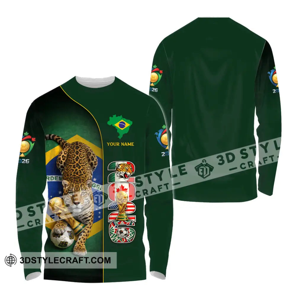 Unisex Shirt - Custom Brasil World Cup 2026 3D Shirt Long Sleeve Shirt / S T-shirt