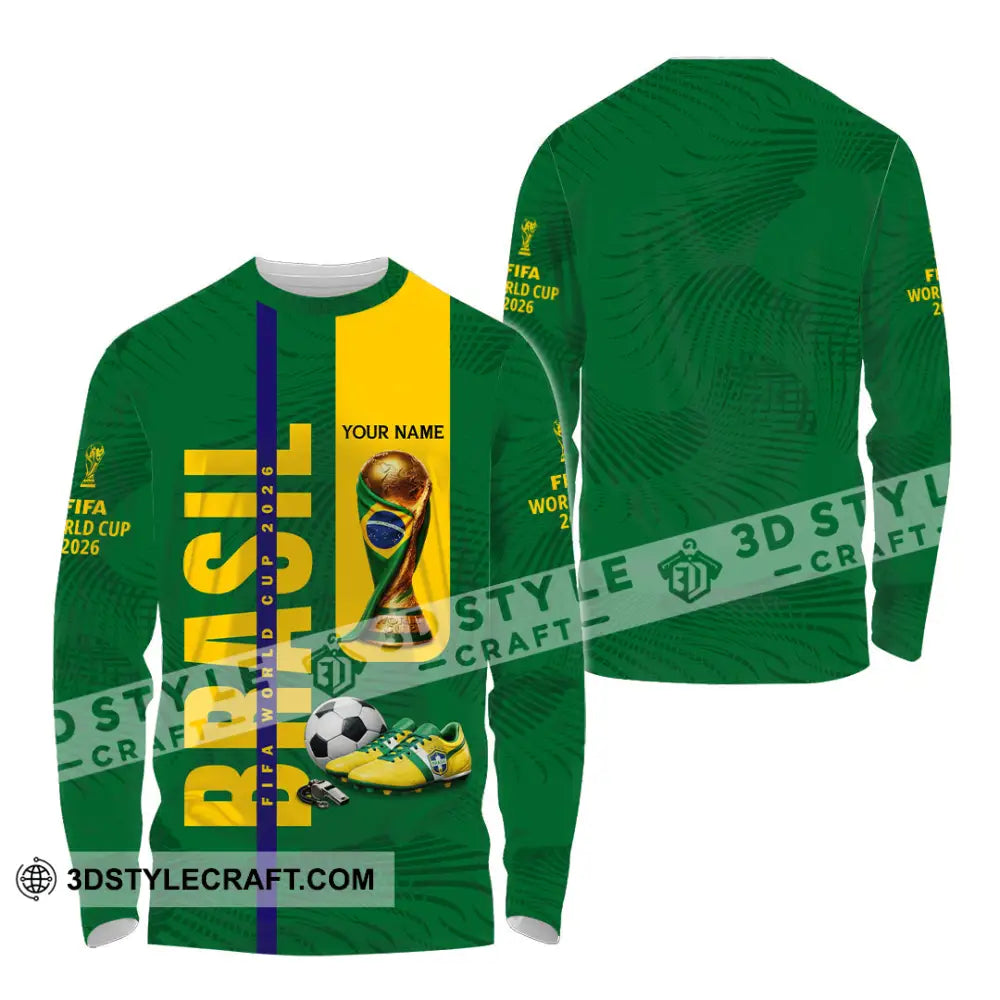 Unisex Shirt - Custom Brasil World Cup 2026 3D Shirt Long Sleeve Shirt / S T-shirt