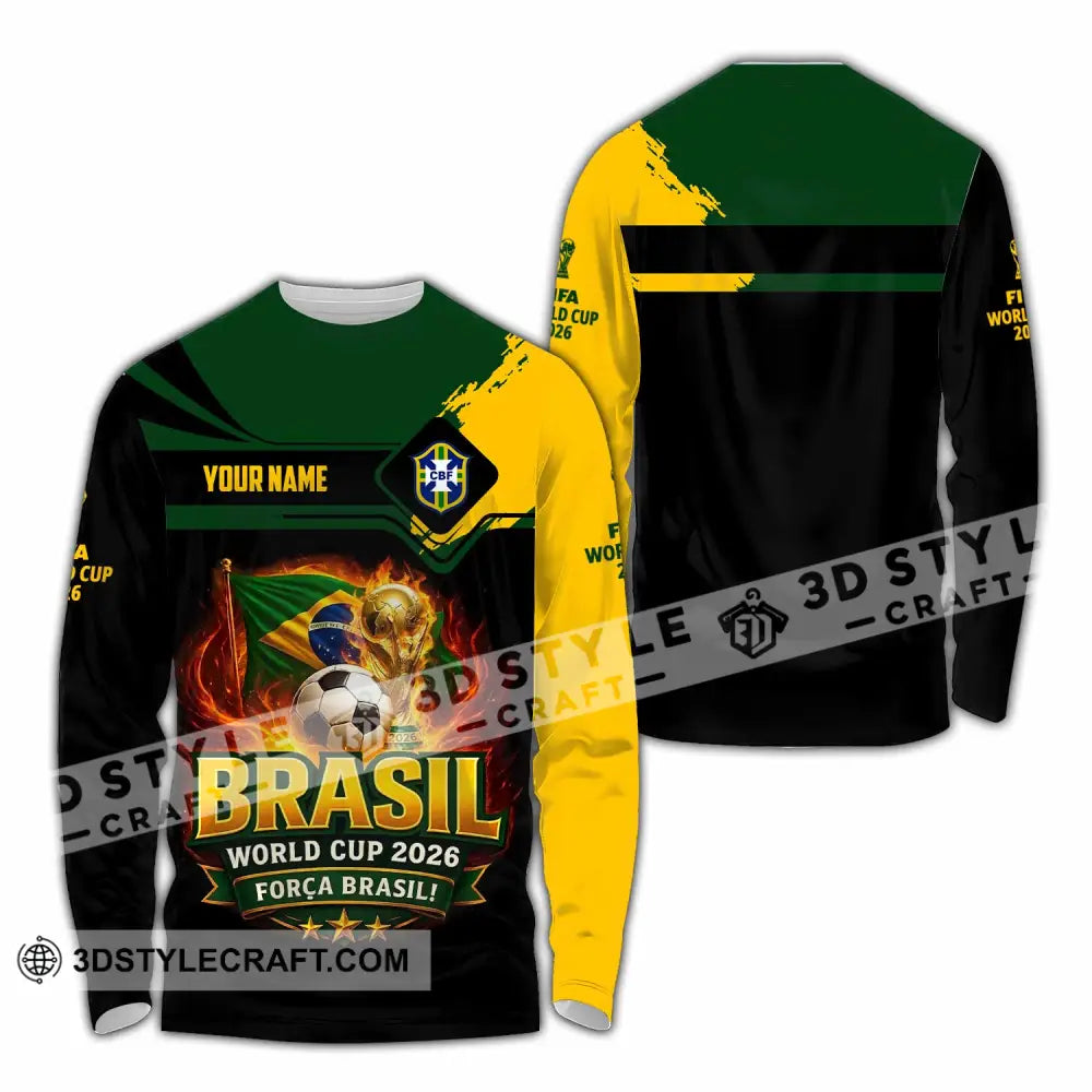 Unisex Shirt - Custom Brasil World Cup 2026 3D Shirt - Long Sleeve Shirt / S - T-shirt