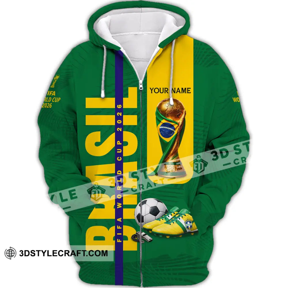 Unisex Shirt - Custom Brasil World Cup 2026 3D Shirt Zipper Hoodie / S T-shirt