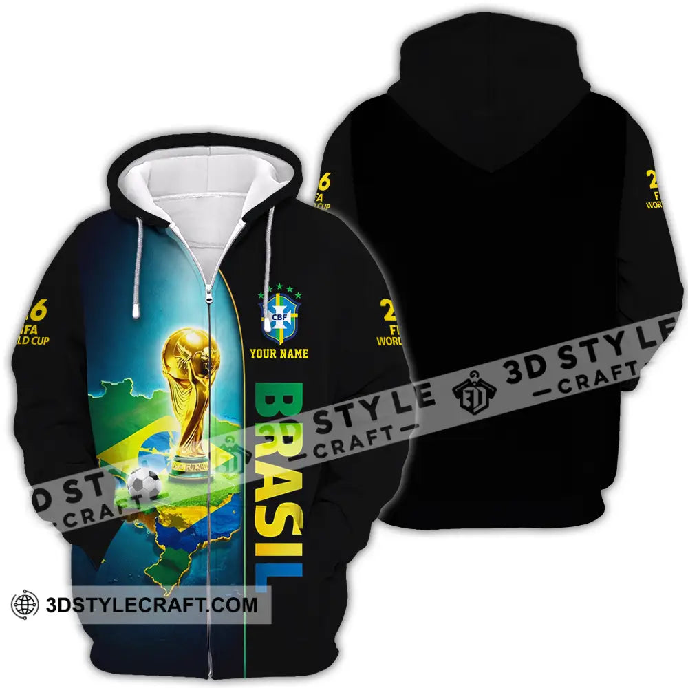 Unisex Shirt - Custom Brasil World Cup 2026 3D Shirt - Zipper Hoodie / S - T-shirt