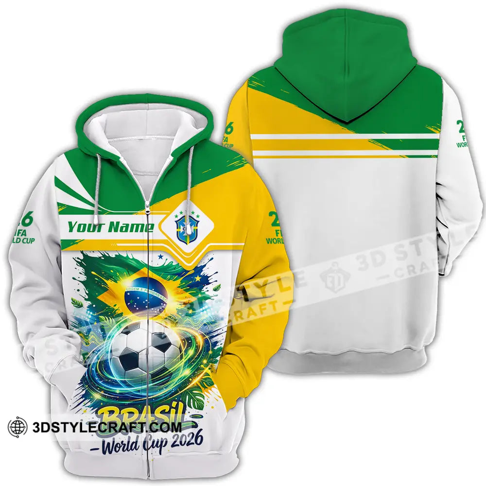 Unisex Shirt - Custom Brasil Fifa World Cup 2026 3D Shirt - Zipper Hoodie / S - T-shirt