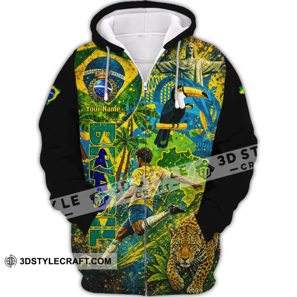 Unisex Shirt - Custom Brasil World Cup 2026 3D Shirt - Zipper Hoodie / S - T-shirt