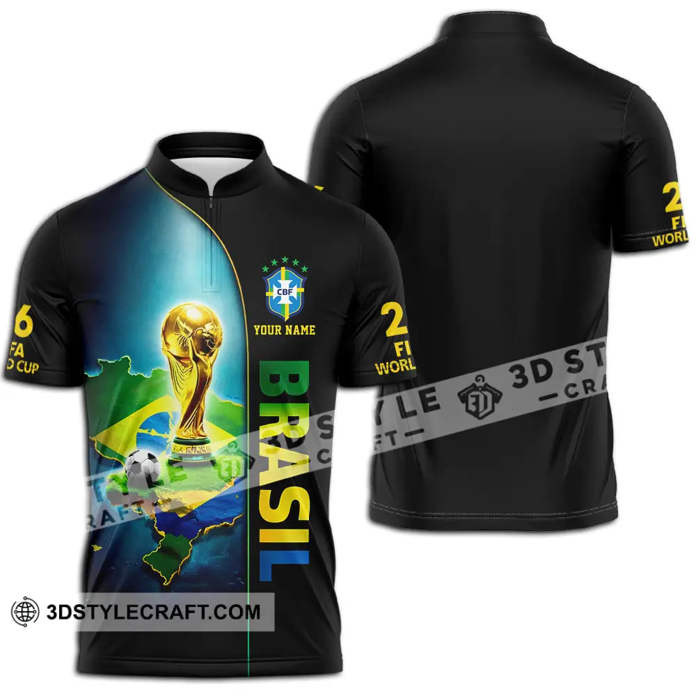 Unisex Shirt - Custom Brasil World Cup 2026 3D Shirt - Zipper Polo Shirt / S - T-shirt