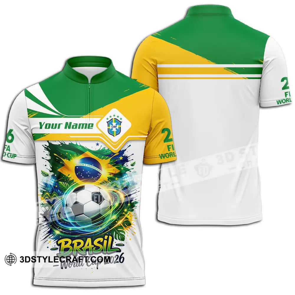 Unisex Shirt - Custom Brasil Fifa World Cup 2026 3D Shirt - Zipper Polo Shirt / S - T-shirt