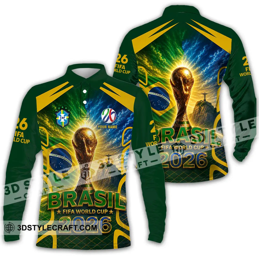 Unisex Shirt - Custom Brasil World Cup 2026 Shirt - Long Sleeve Polo / S - T-shirt