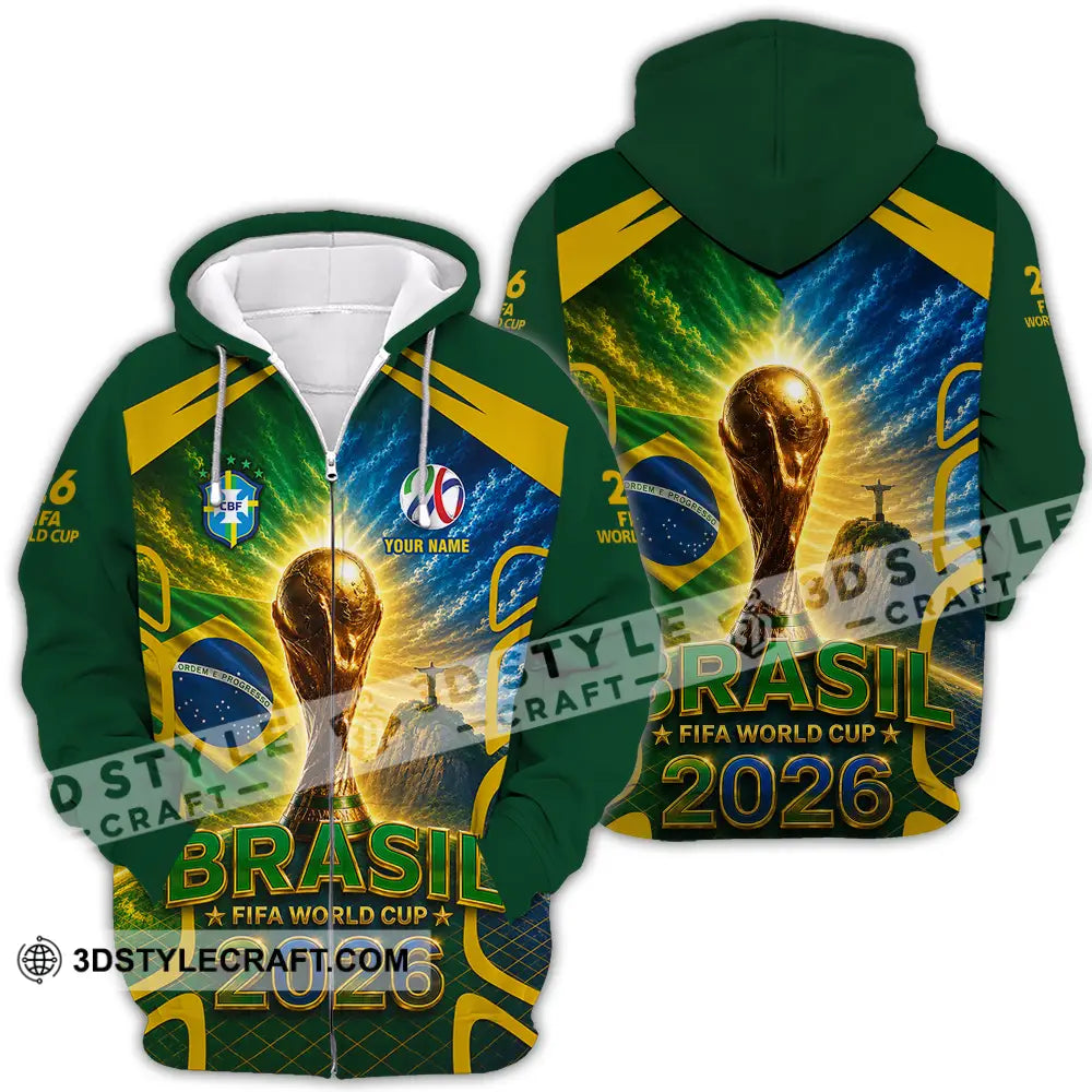 Unisex Shirt - Custom Brasil World Cup 2026 Shirt - Zipper Hoodie / S - T-shirt