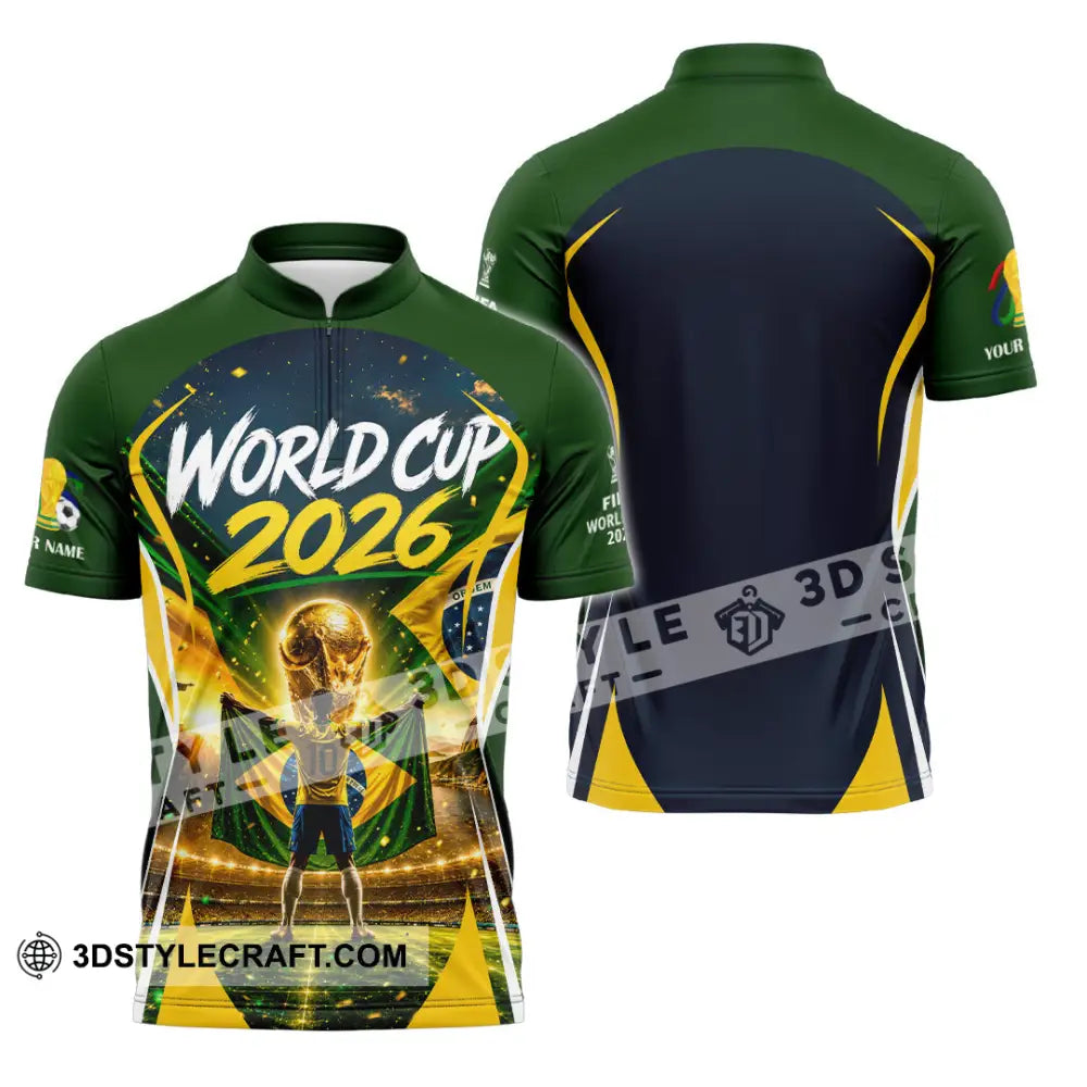 Unisex Shirt - Custom Brasil World Cup 2026 Shirt - Zipper Polo Shirt / S - T-shirt