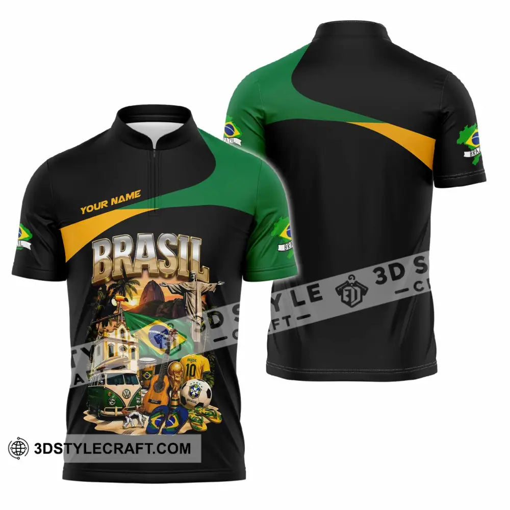 Unisex Shirt - Custom Brasil Shirt - Zipper Polo Shirt / S - T-shirt