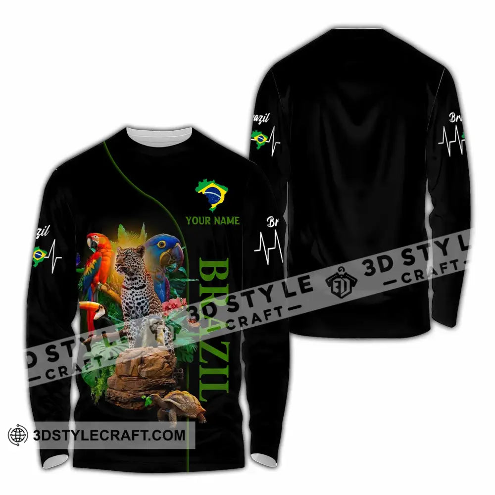 Unisex Shirt - Custom Brazil 3D Shirt Long Sleeve Shirt / S T-shirt