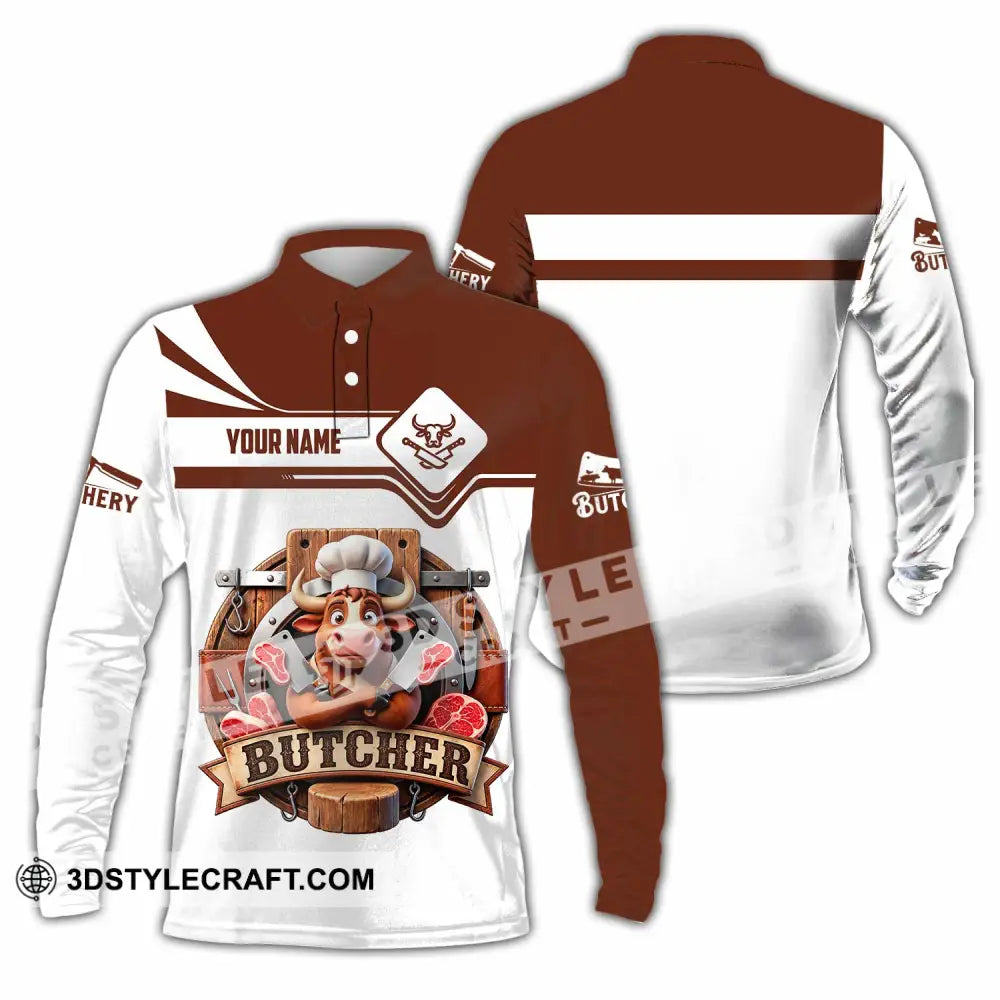 Unisex Shirt - Custom Butcher Shirt - Long Sleeve Polo / S - T-shirt