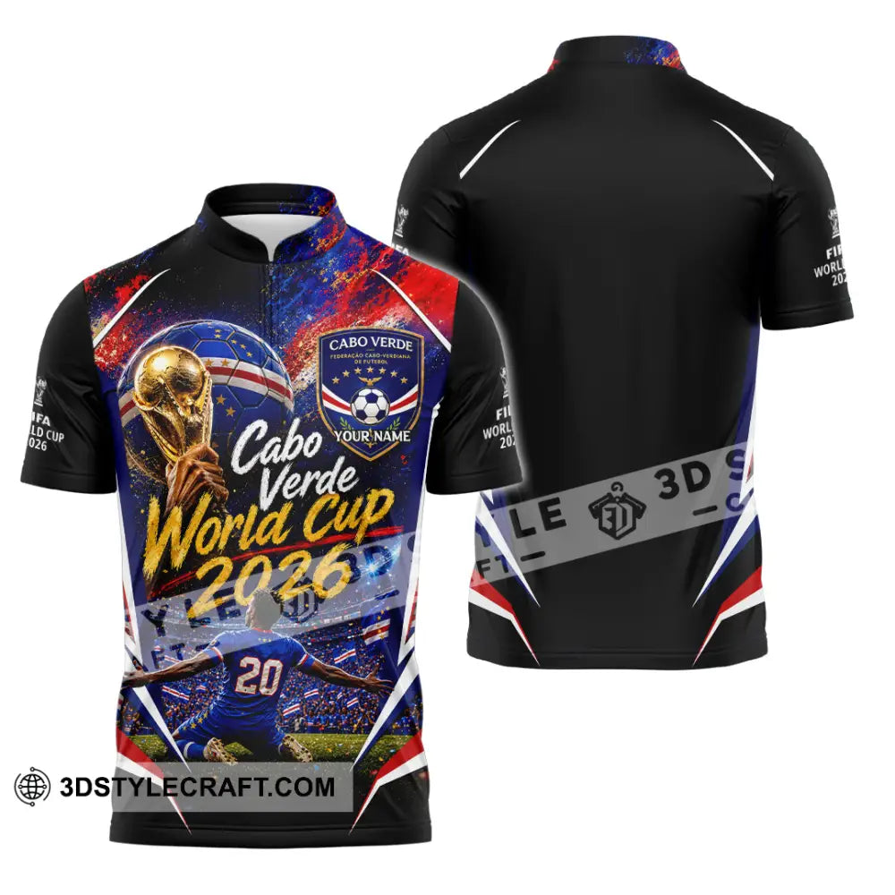 Unisex Shirt - Custom Cabo Verde World Cup 2026 Shirt - Zipper Polo Shirt / S - T-shirt