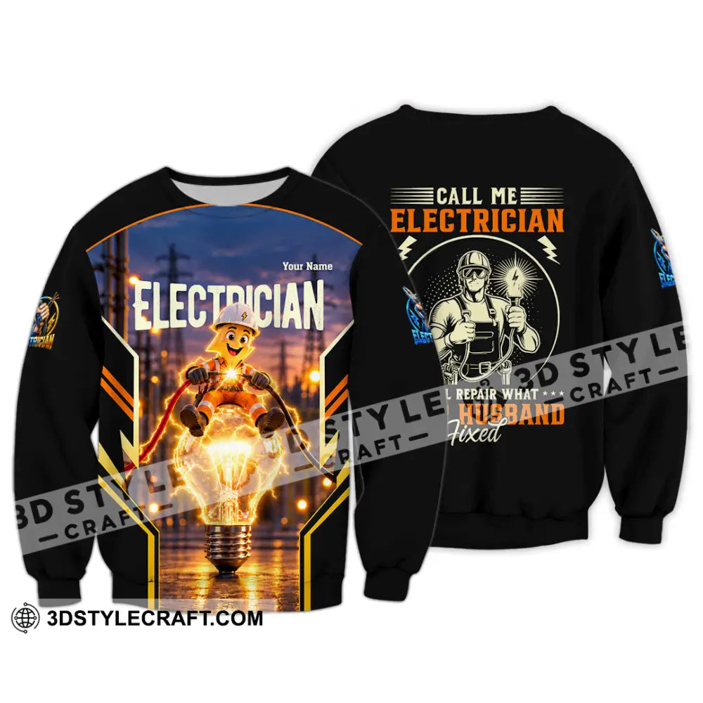 Unisex Shirt - Custom Call Me Electrician Shirt - Long Sleeve / S - T-shirt