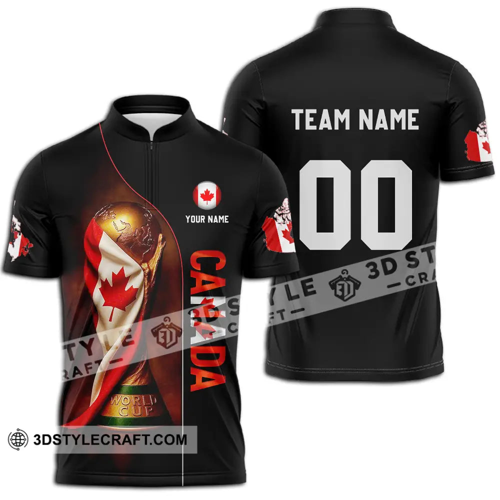 Unisex Shirt - Custom Canada World Cup 2026 3D Shirt Zipper Polo Shirt / S T-shirt