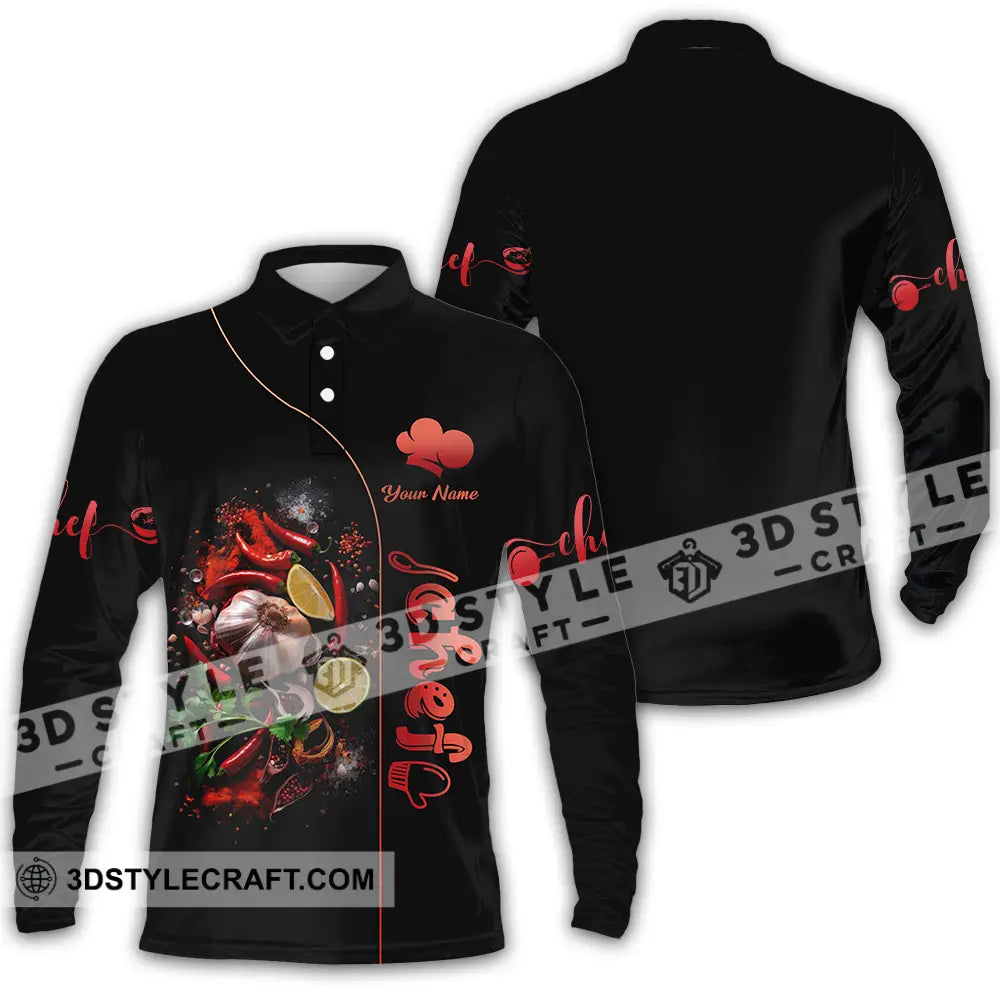 Unisex Shirt - Custom Chef 3D Shirt Long Sleeve Polo / S T-shirt