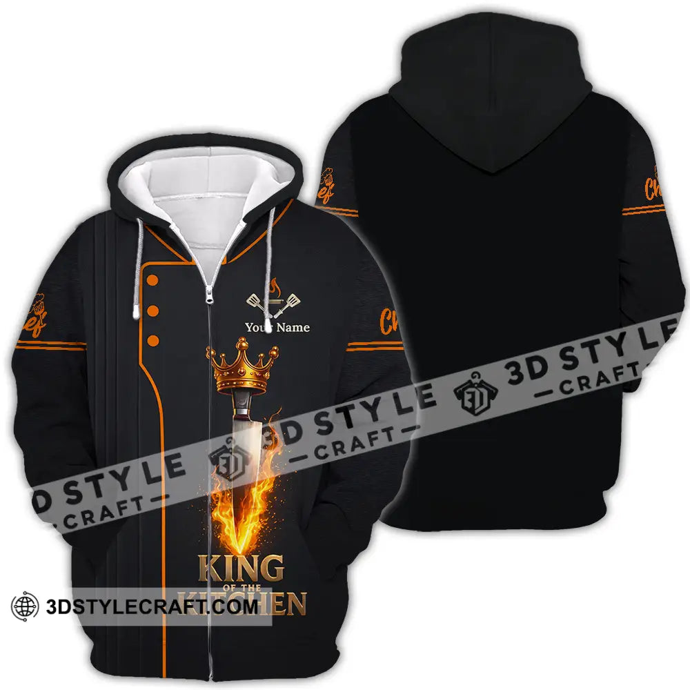 Unisex Shirt - Custom Chef King Kitchen 3D Shirt Zipper Hoodie / S T-shirt