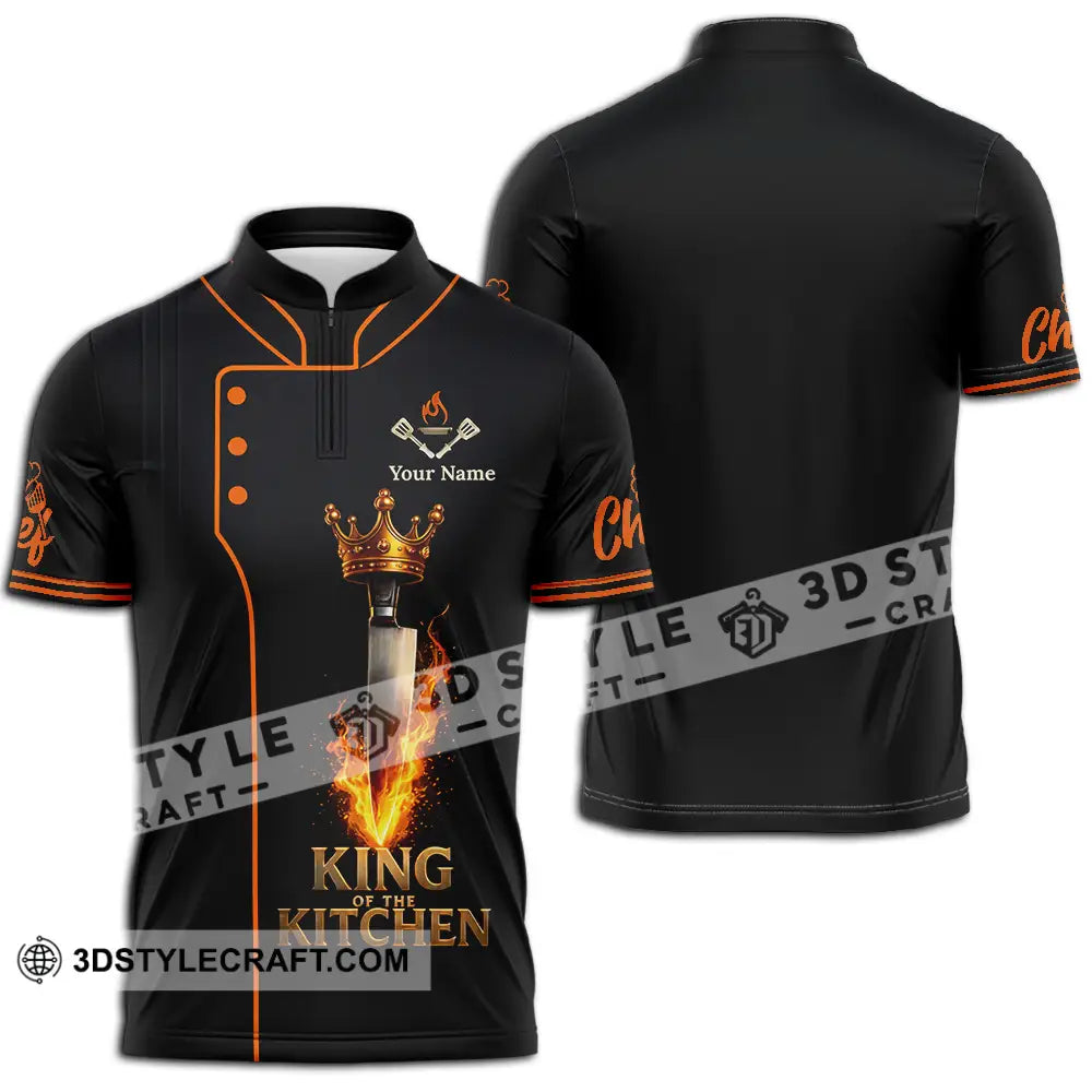 Unisex Shirt - Custom Chef King Kitchen 3D Shirt Zipper Polo Shirt / S T-shirt
