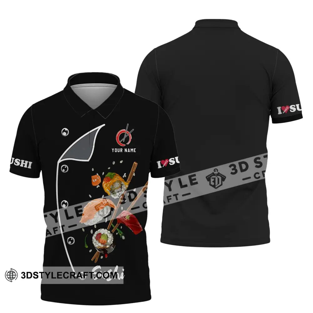 Unisex Shirt - Custom Chef Name I Love Sushi Gift For Japan Kitchen Lover Polo / S T-Shirt