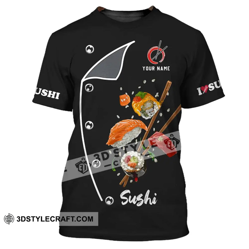Unisex Shirt - Custom Chef Name I Love Sushi Gift For Japan Kitchen Lover T-Shirt / S T-Shirt